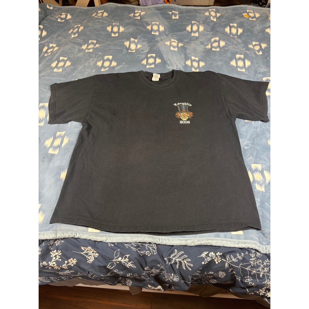 Gildan Laughlin 2008 Evil Clown Graphic T-Shirt Mens 2XL Black Short Sleeve